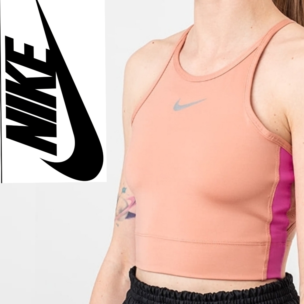 Nike AQ5117-605 Crop Running Tank Rose Gold / Active Fuchsia ( S )